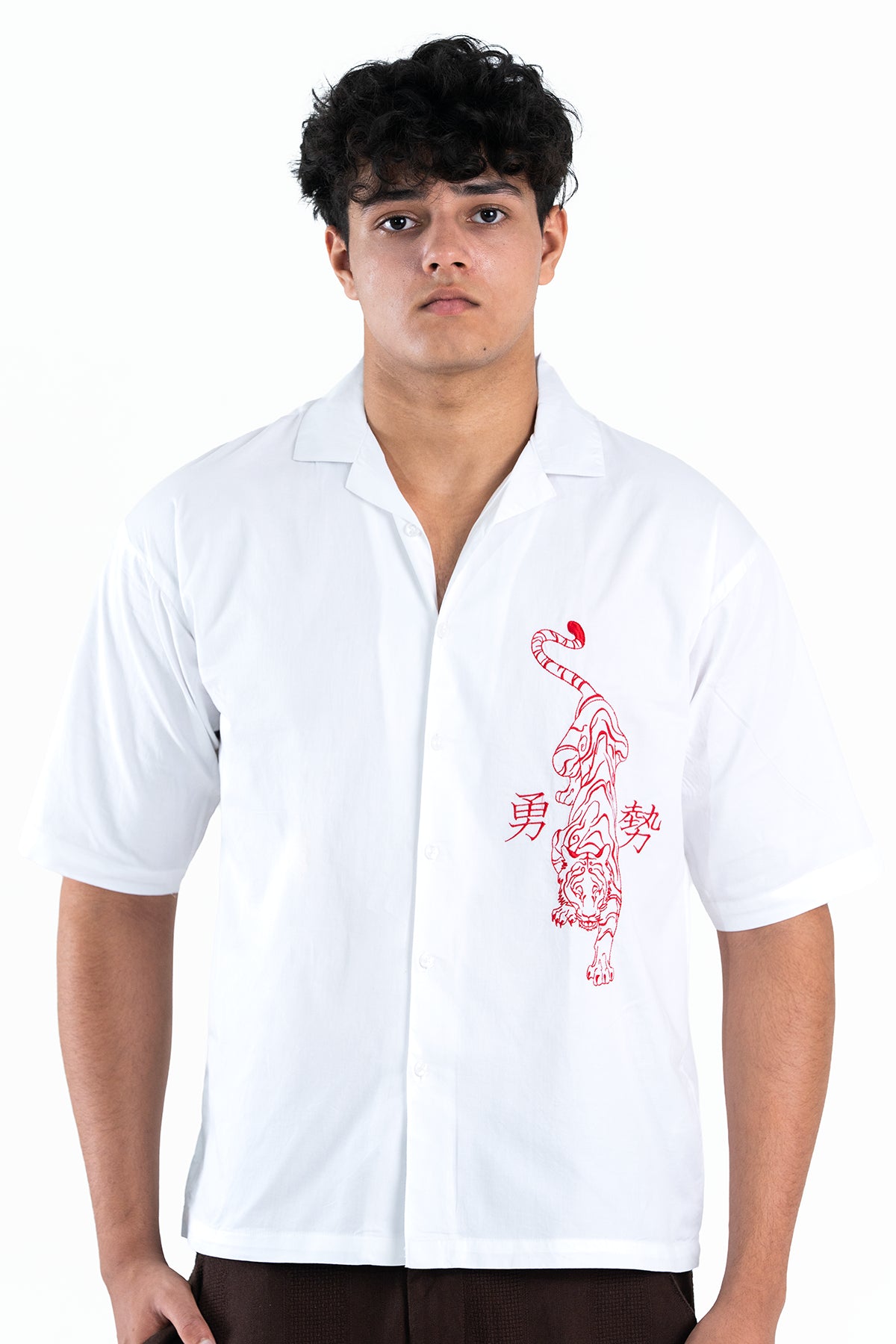 Chihiro Tora Embroidered Shirt – Ivory White