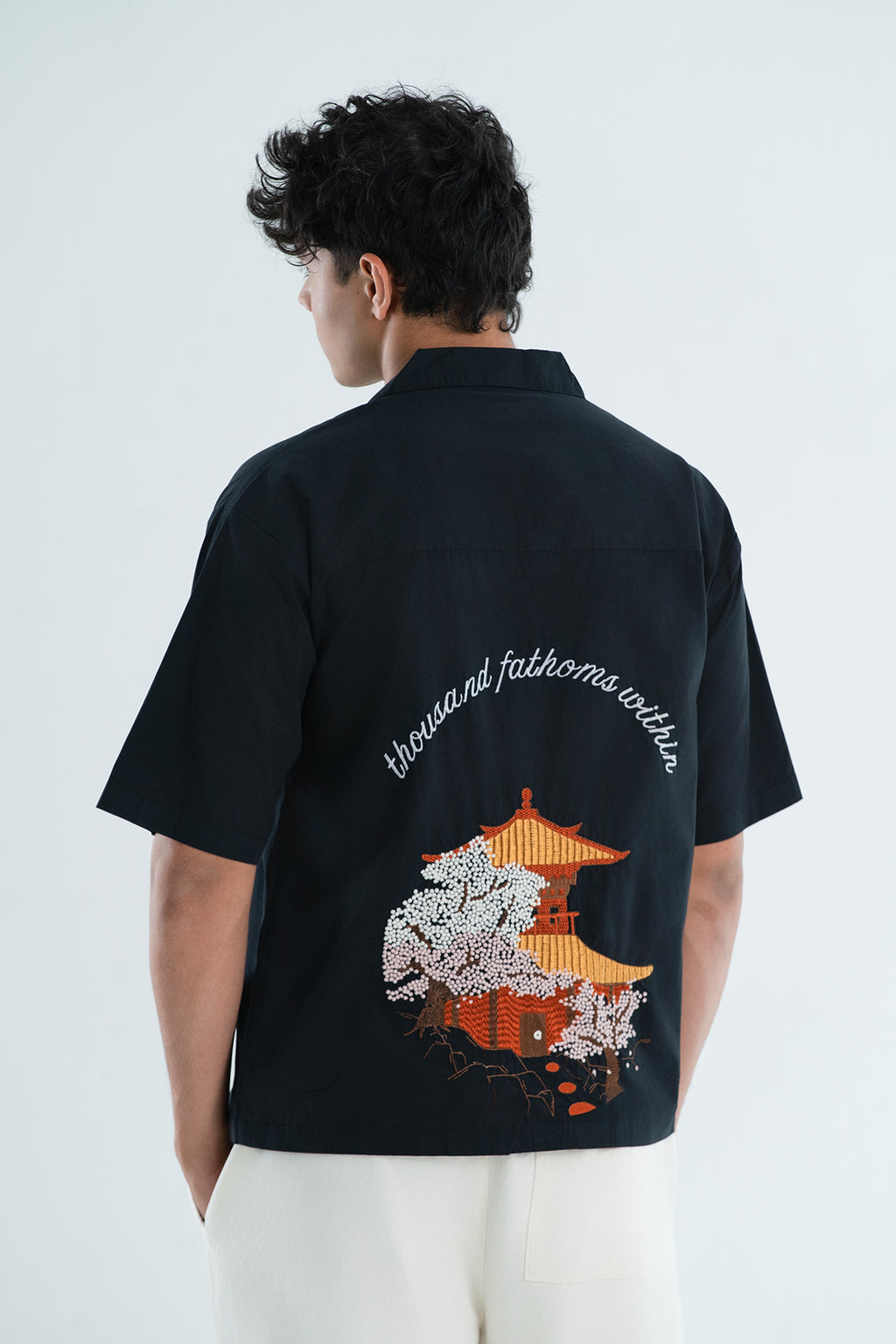 Chihiro Fathoms Embroidered Shirt – Midnight Black