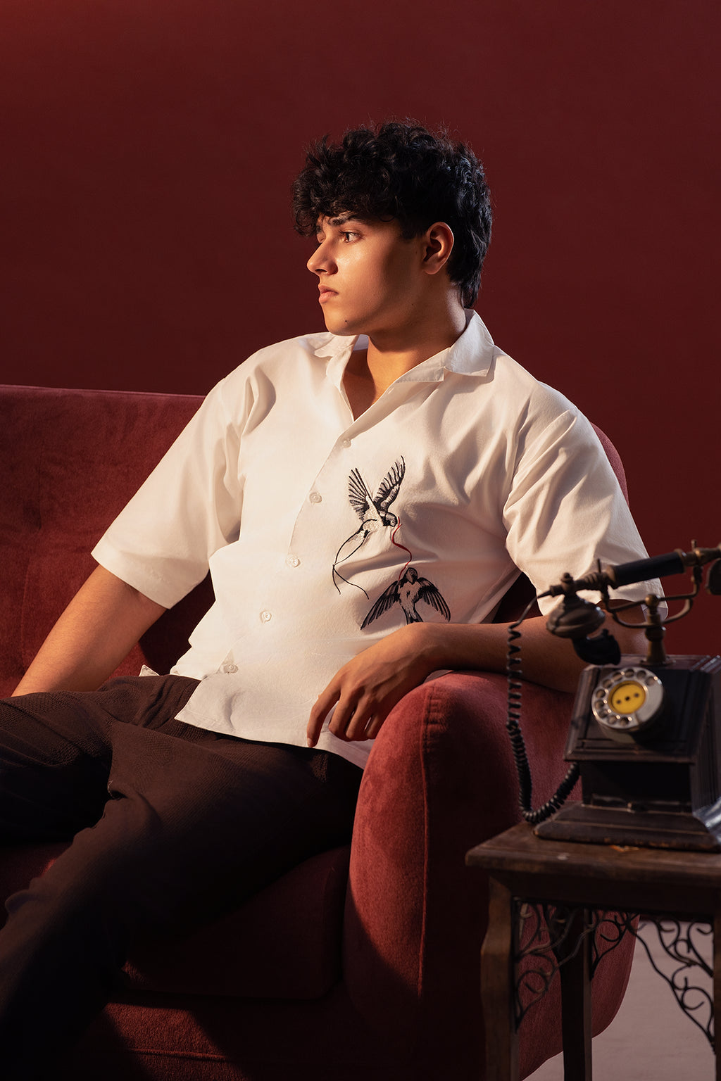 Chihiro Thread Theory Embroidered Shirt – Pearl White