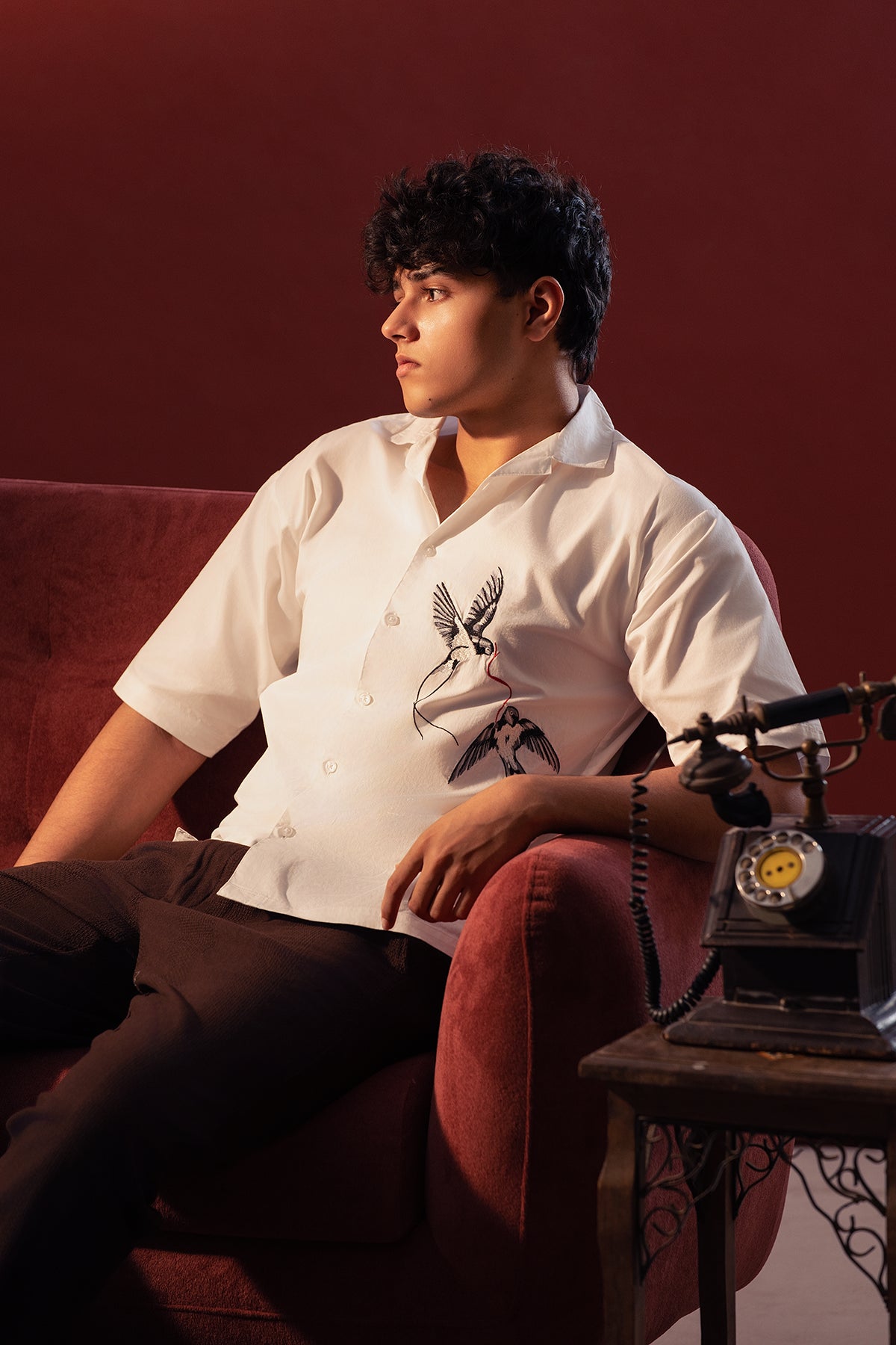 Chihiro Thread Theory Embroidered Shirt – Pearl White